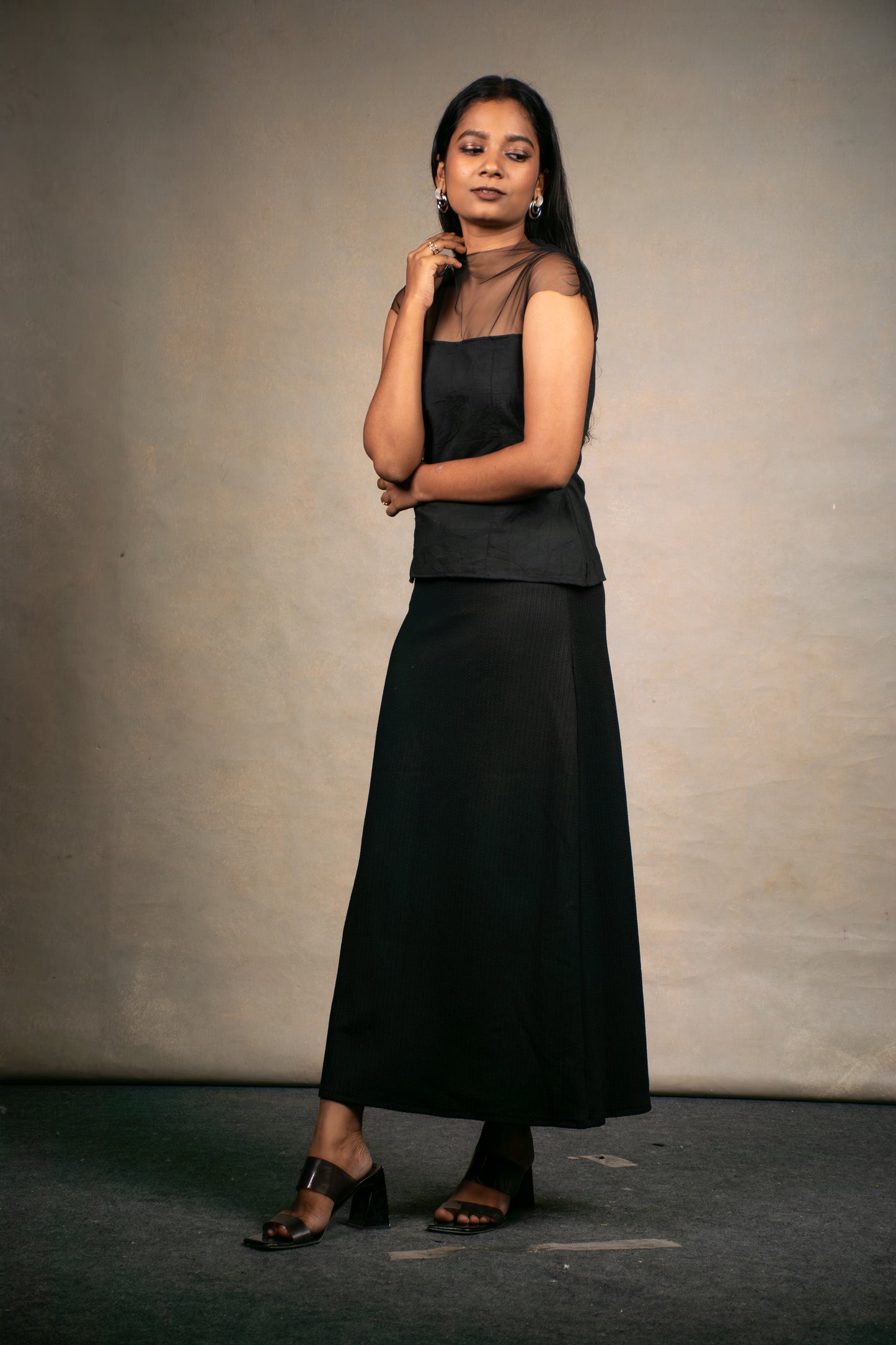 Sheer Neck Black top